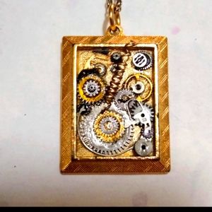 Steam Punk Hand crafted gold tone necklace
